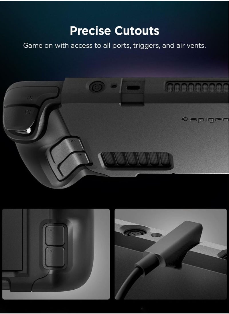 Spigen - Thin Fit Pro Protective Steam Deck Case with Kickstand for Steam Deck Case TPU & PC Cover with Shock-Absorption Anti-Scratch Cover Protector Steam Deck Accessories - Black - Image 1