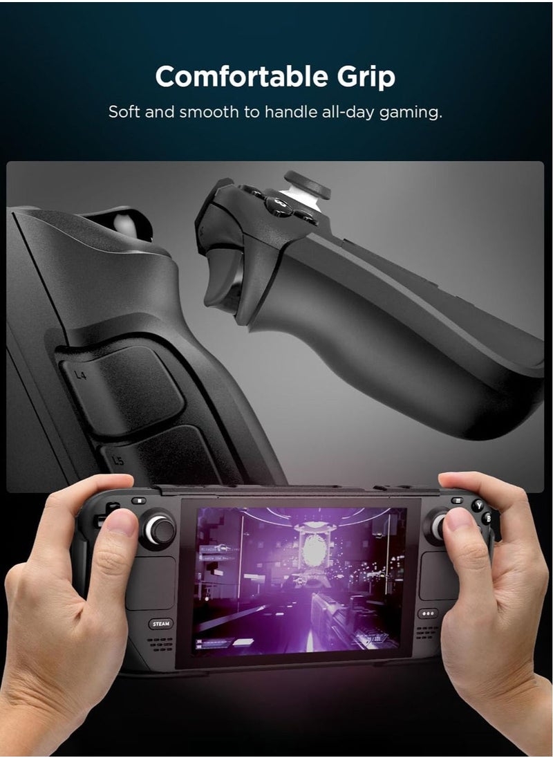 Spigen - Thin Fit Pro Protective Steam Deck Case with Kickstand for Steam Deck Case TPU & PC Cover with Shock-Absorption Anti-Scratch Cover Protector Steam Deck Accessories - Black - Image 1