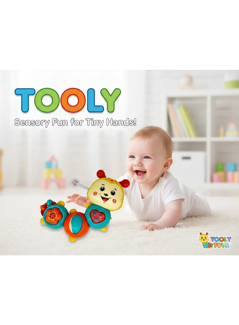 تولي لعبة كاتربيلر موسيقية للأطفال الرضع – لعبة تعليمية تفاعلية ملونة مع أصوات وأجزاء دوّارة