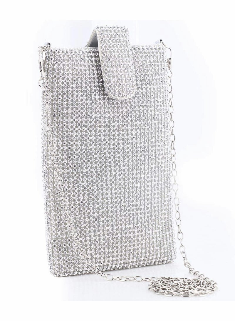 Excefore Women Evening Handbag, Evening Clutch Purses for Women Metal Mesh Small Crossbody Bag Cell Phone Purse Wallet Bling Lady Purses Mesh Wallet - Image 1