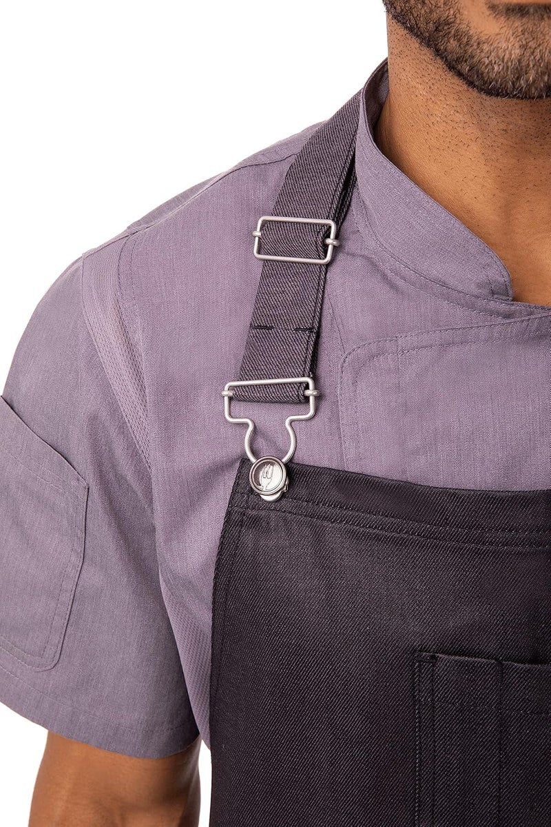 Chef Works Unisex Boulder Chefs Bib Apron, Purple Black, One Size - Image 1