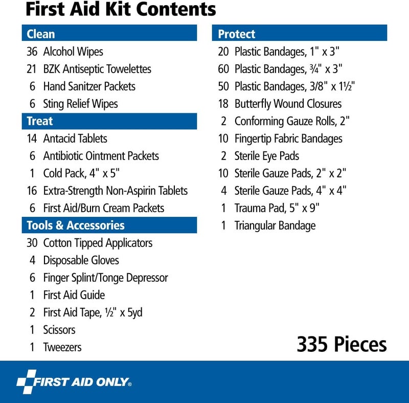 First Aid Only 91247 OSHACompliant First Aid Kit AllPurpose 100Person Emergency First Aid Kit for Business Worksite Home and Car 335 Pieces - Image 3