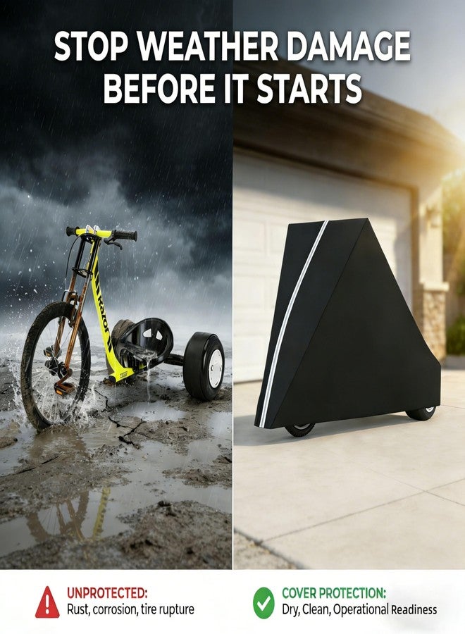 JIAHOO Drift Trike Cover, Fits Razor DXT Drift Trike, Dimensions 60L × 32W × 30H In, Made From 600D High-Strength Silver-Coated Waterproof Oxford Fabric, Dustproof and Waterproof, Includes Storage Bag - Image 2
