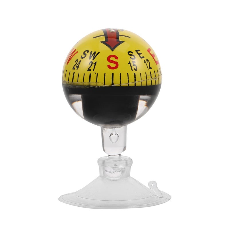 38mm Yellow Plastic Dashboard Car Compass with Suction Cup for Vehicle Boat Navigation Outdoor Hiking - Image 2