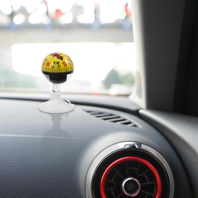38mm Yellow Plastic Dashboard Car Compass with Suction Cup for Vehicle Boat Navigation Outdoor Hiking - Image 5