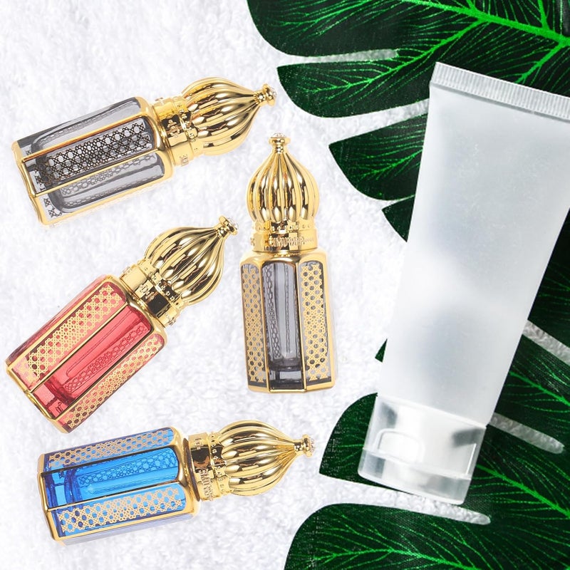 GALPADA 6ml Vintage Glass Essential Oil Dropper Bottles with Alloy Caps, Refillable Perfume Sample Bottles for Middle Eastern Fragrance, 4pcs Set for Home Décor and Travel Use - Image 4