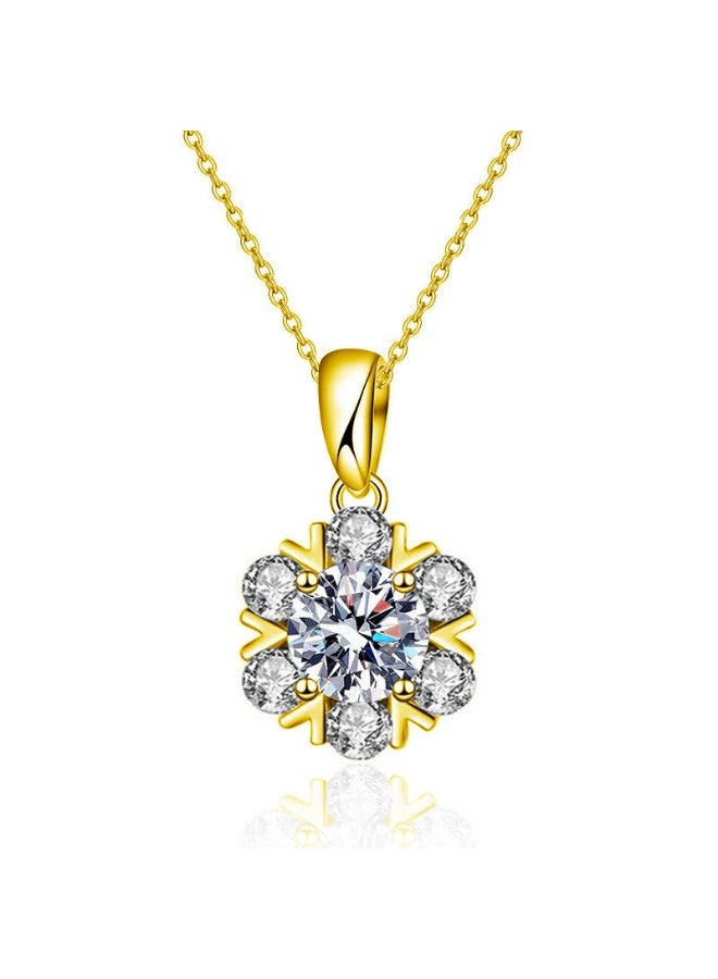 S925 Sterling Silver Snowflake Necklace with 1ct Moissanite - Rhodium Plated, Hypoallergenic, Cross Chain - Image 5