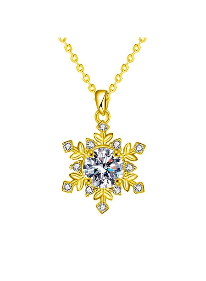S925 Sterling Silver Snowflake Necklace with 1ct Moissanite - Rhodium Plated, Hypoallergenic, Cross Chain - Image 2