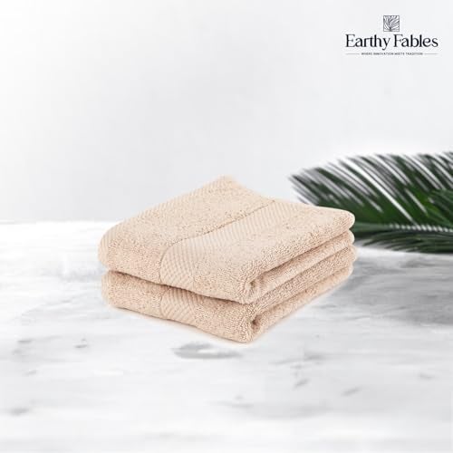 Earthy Fables Premium Gift Combo of Bath Towel and 2 Hand Towels – 100% Cotton, 600 GSM, Soft & Absorbent, Quick Dry & Skin-Friendly – Beige, Set of 3 - Image 3