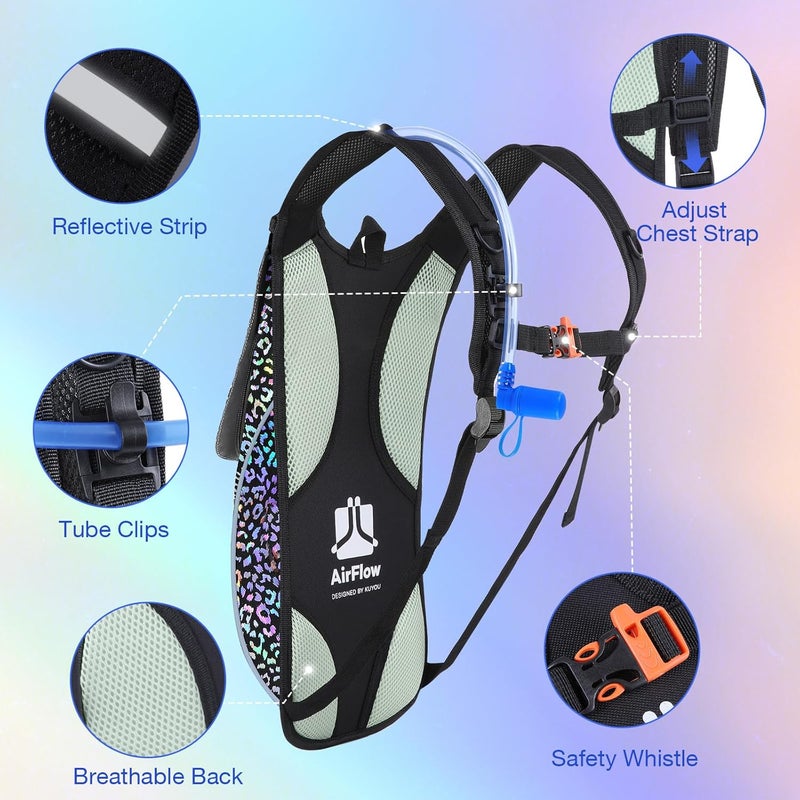KUYOU Rave Hydration Pack, Hydration Backpack with 2L Hydration Bladder, Festival Essential Water Backpack for Hiking, Running, Cycling, and Music Festivals - Image 4