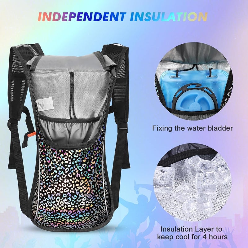 KUYOU Rave Hydration Pack, Hydration Backpack with 2L Hydration Bladder, Festival Essential Water Backpack for Hiking, Running, Cycling, and Music Festivals - Image 3