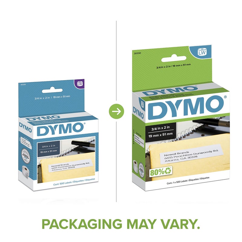 DYMO Authentic LW Return Address Labels DYMO Labels for LabelWriter Label Printers White 3/4" x 2" 1 Roll of 500 - Image 2