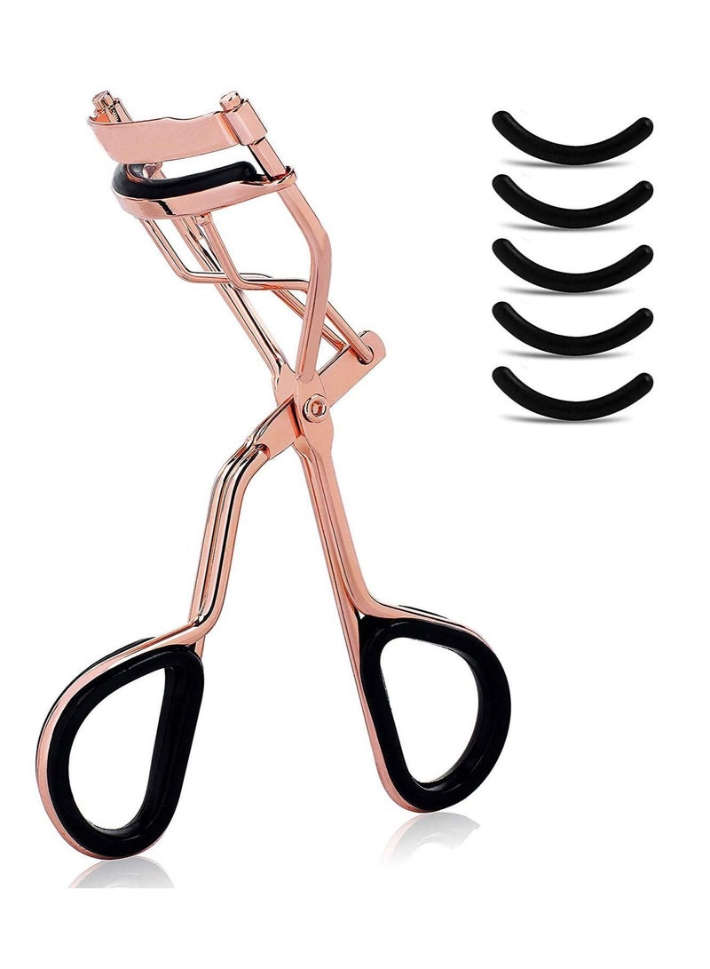 Y&D Eyelash Curler, Classical Metal Lash Curler Makeup Utensil for Perfectly Curled Eyelashes, Fits All Eye Shape Essential Cosmetic Tools Women, With 5 Replacement Silicone Refill Pads - Image 1