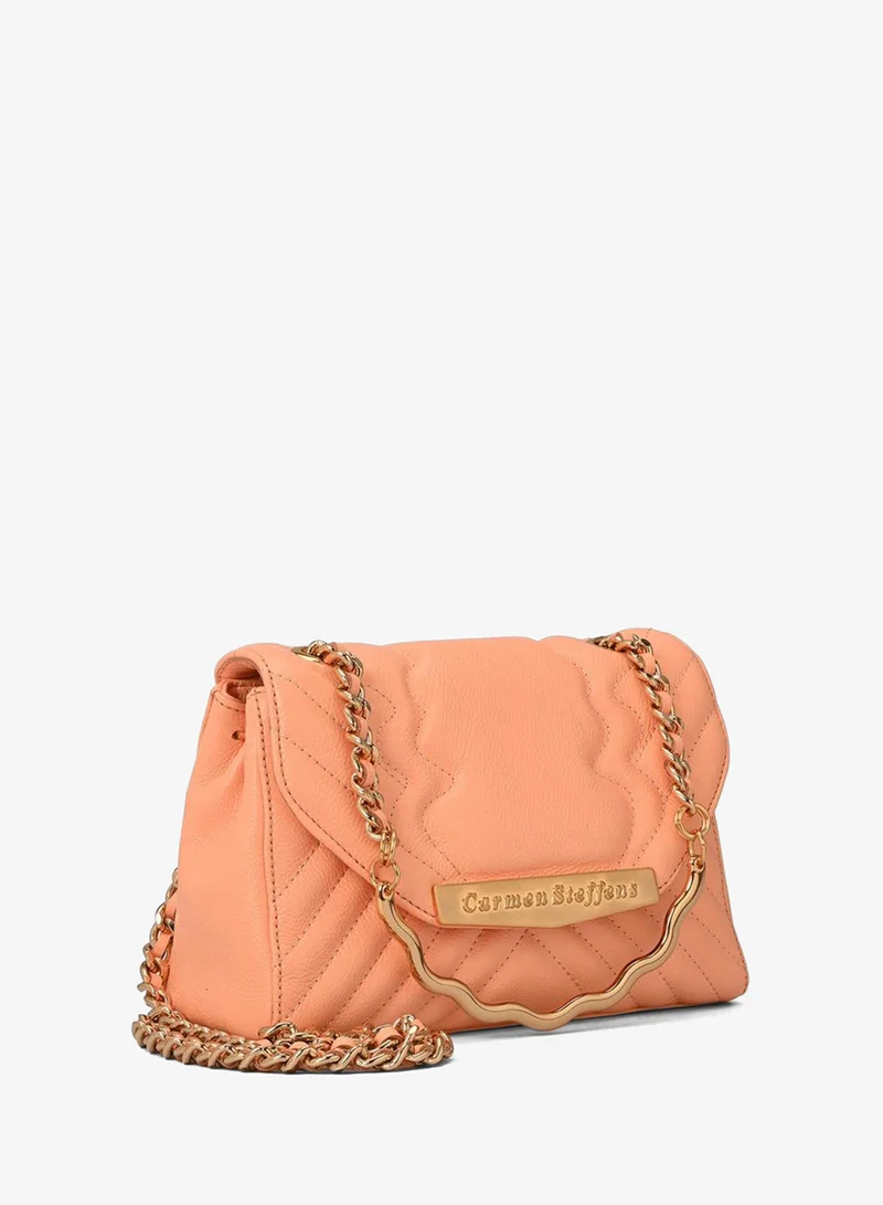 Quilted Bag Chain Peach