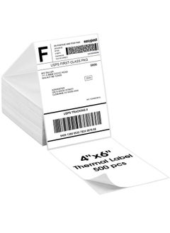 MaxGear 4" X 6" Direct Thermal Labels, 500 Labels, Fanfold Shipping Package Labels, Perforated White Mailing Labels, Commercial Grade, Permanent Adhesive, Compatible With Most Thermal Printers  - Image 1