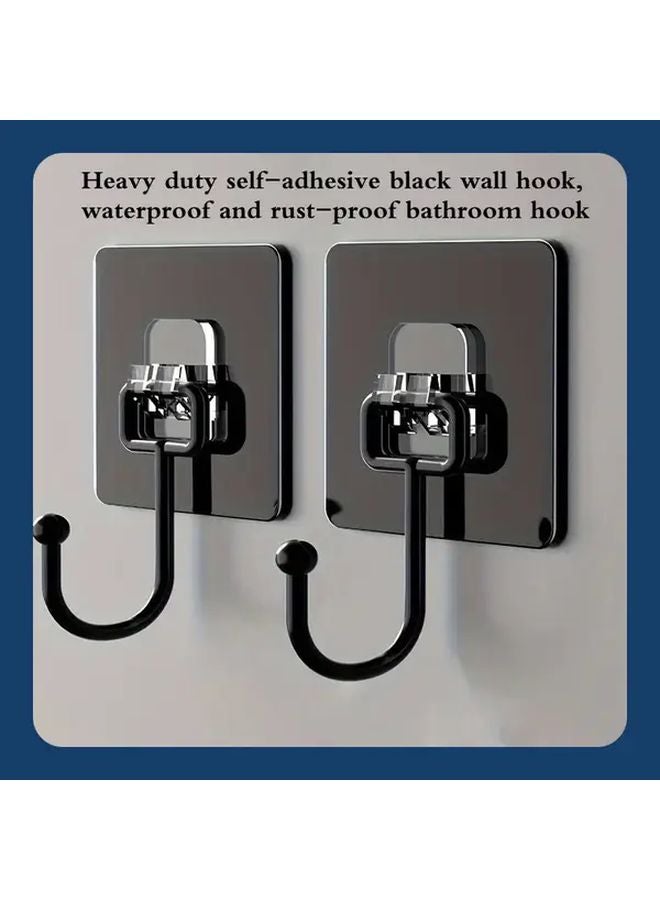 أدوات تعليق سوداء للجدار طقم من قطعتين متين ذاتي اللصق مقاوم للماء ومقاوم للصدأ - Image 2