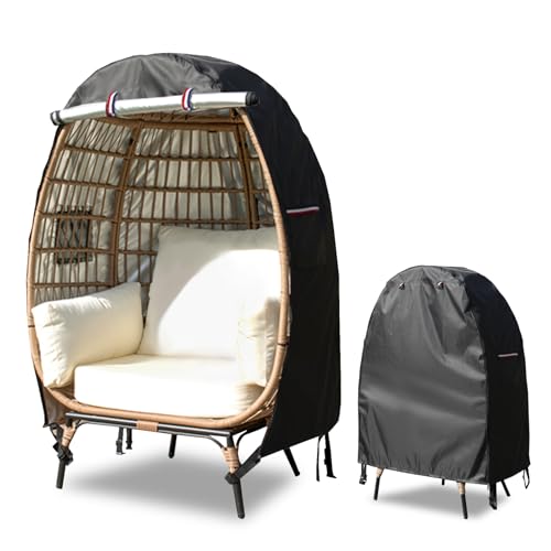 okcool Outdoor Egg Chair CoverWaterproof Egg Chair Cover with Zipper for Wicker Patio Basket ChairBlackFits 43 L 25 W551 H Egg Chair - Image 1