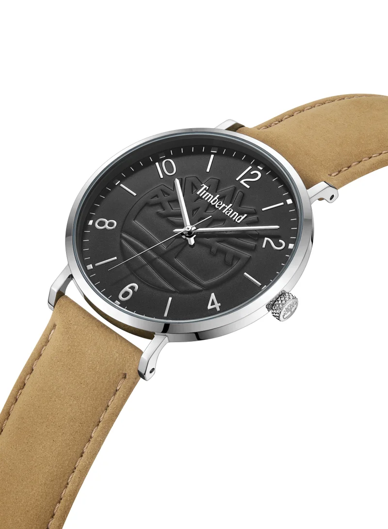 Timberland Rangeley Men's Watch 42mm Analog Black Dial Wheat Leather Strap