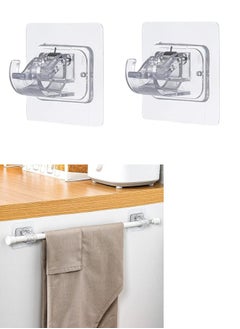 Happy Home 2pcs Self Adhesive Adjustable Screwless Bathroom Kitchen Curtain Hooks, Easy Stick Plastic Curtain Hooks for Kitchen, Bathroom, Hotel  - Image 1