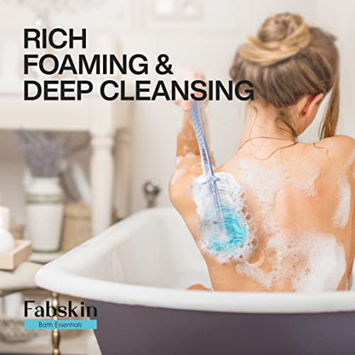 Fabskin Bath Body Brush Loofah For Men & Women With Long Handle | Body Bath Brush | Back Scrubber For Bathing | Made In India (Blue) - Image 4