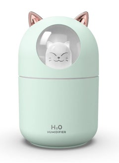 Generic Cat Small Humidifier for Bedroom - 300ml Mini Cool Mist Humidifiers with Night Light, 2 Spray Modes, Ultra-Quiet, Portable Personal Air Humidifier for Women Kids Room Office Desk Car (Green)  - Image 1