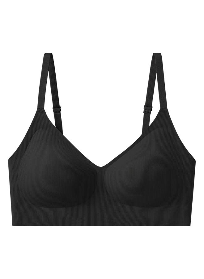 Orange Inner Wood Underwear Women's Threaded Thin Comfortable Seamless Push-up Breast Reduction Soft Support Without Empty Cup Anti-sagging