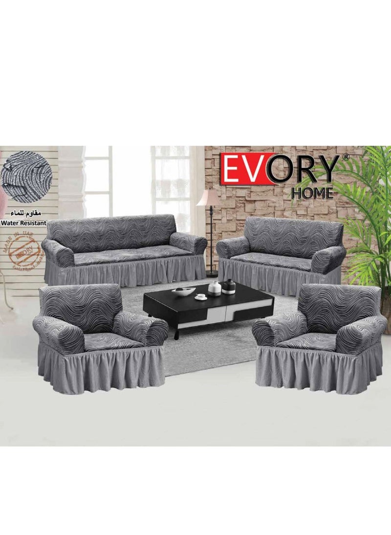 EVORY HOME Sofa Cover Waterproof 4-Pieces Set of 7-Seater (3+2+1+1) Water Resistant Furniture Protector  - Image 1