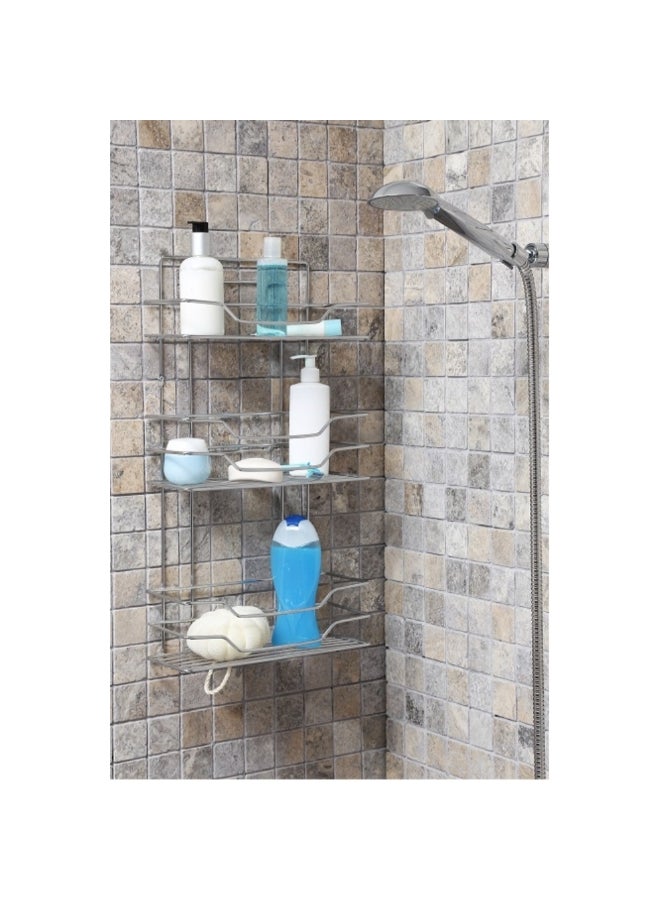 Primanova 3-Tier Fest Straight Bathroom Wall Shelf Silver  55 x 30 x 12 cm D-05225-WS - Image 2