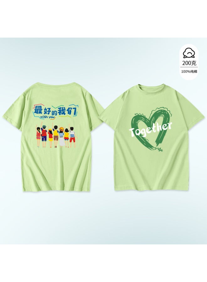Kindergarten Class Clothes School Sports Performance Clothes Cheerleading T-shirt Candy Color Cotton Short-sleeved Student Group Clothes