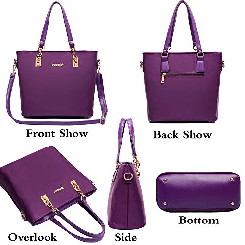 FiveloveTwo Women 6Pcs Handbag Set Nylon Top Handle Bag Totes Satchels Crossbody Shoulder Bags and Purse Clutch - Image 5