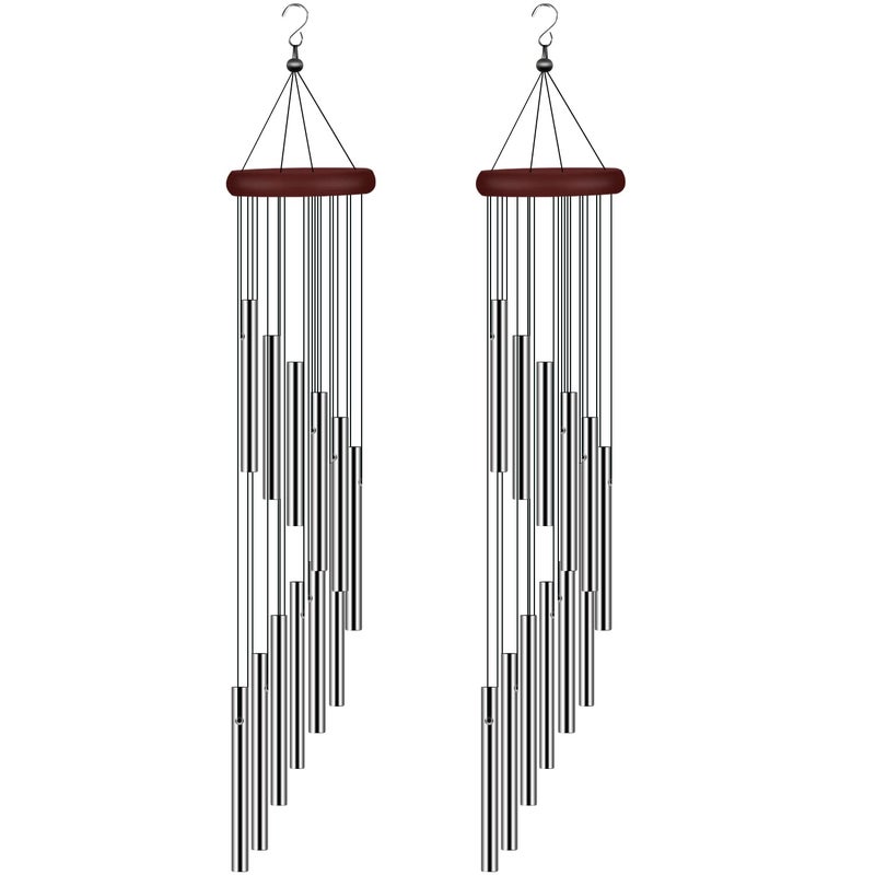 2 Pack Wind Chimes for Outside Sympathy Wind Chimes Outdoor Clearance with 12 Aluminum Alloy Tubes and Hook Memorial Wind Chime Gift Decoration for Home Patio Garden Outdoor