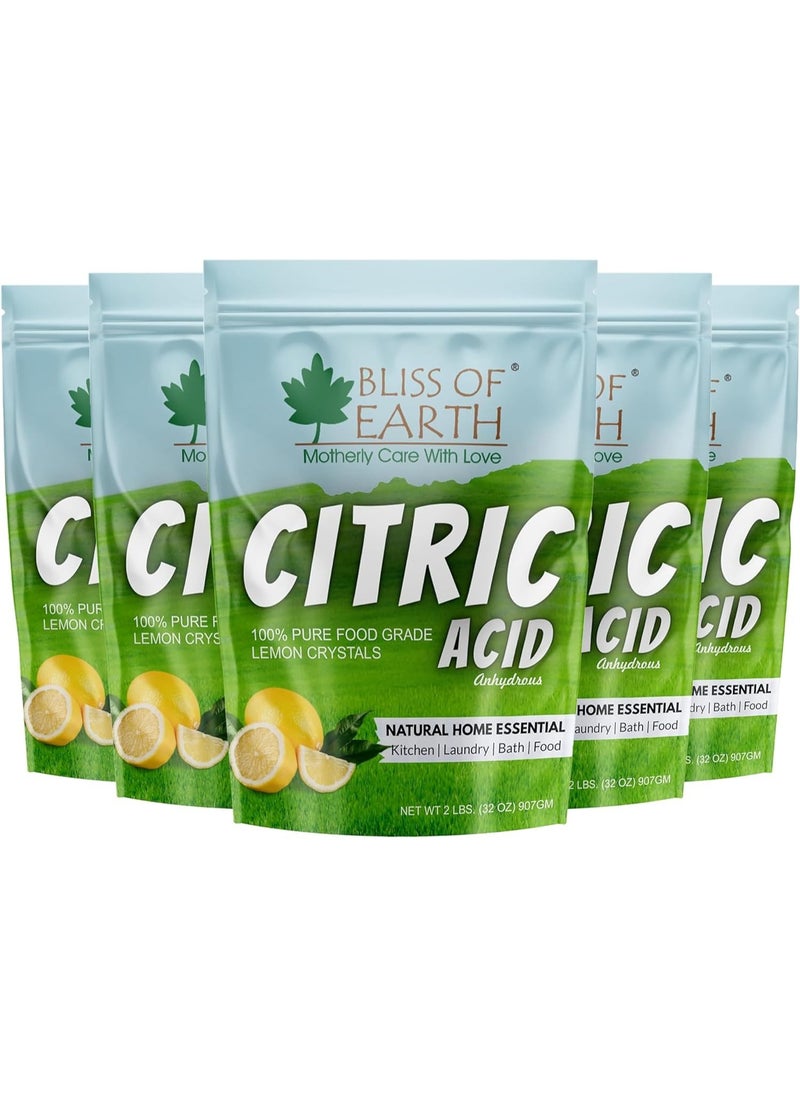 BLISS OF EARTH Bliss of Earth Anhydrous Citric Acid Powder For Food Bath Bombs Cleaning and Preserving 907GM Pack of 5  - Image 1