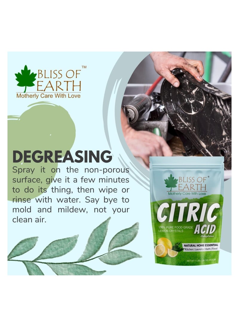 BLISS OF EARTH Bliss of Earth Anhydrous Citric Acid Powder For Food Bath Bombs Cleaning and Preserving 907GM Pack of 5  - Image 2
