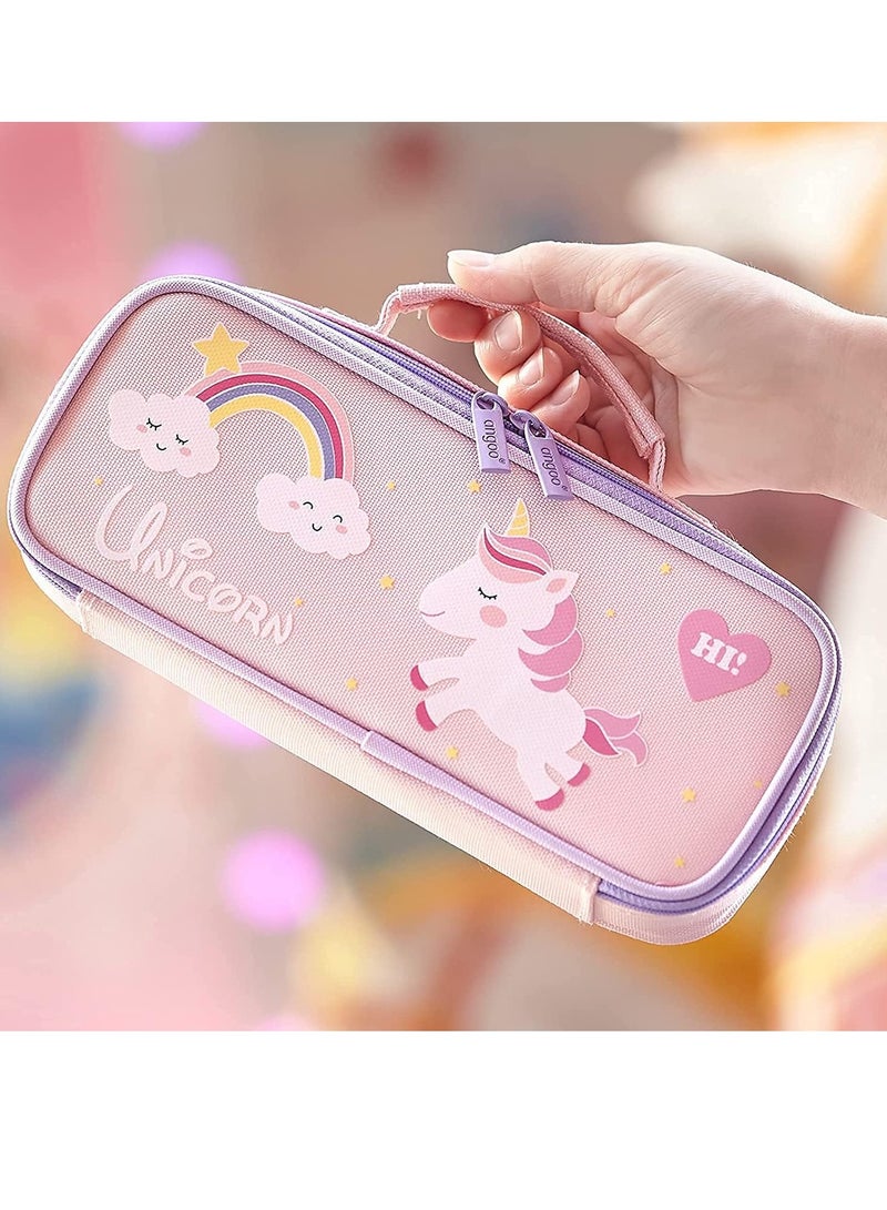 FengSVMA Cute Pencil Case Unicorn Pencil Pouch Medium Capacity Portable Multifunction Pen Bag with Compartments for Girls Kids Teen - Image 4