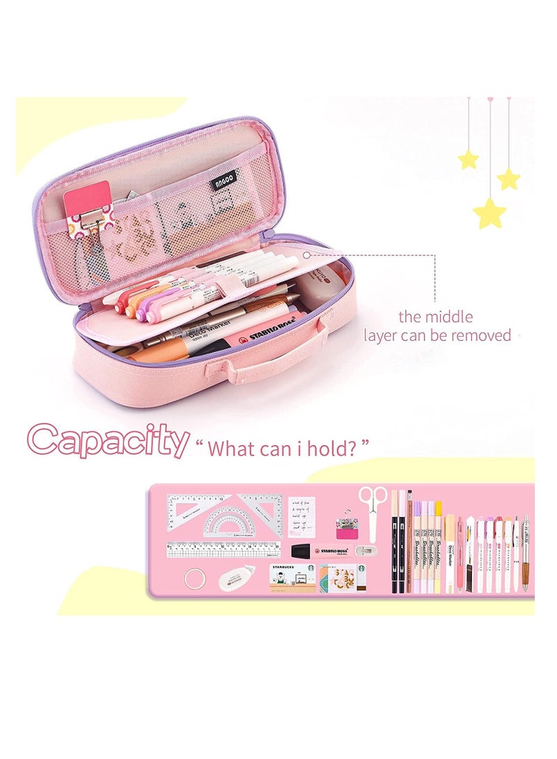 FengSVMA Cute Pencil Case Unicorn Pencil Pouch Medium Capacity Portable Multifunction Pen Bag with Compartments for Girls Kids Teen - Image 2