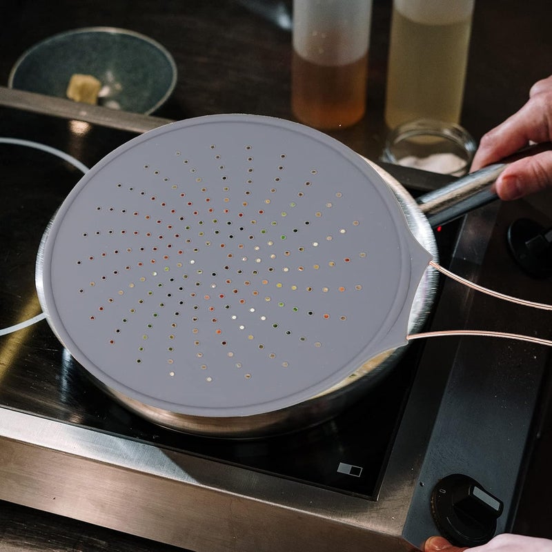 Anti- Splashing Oil Baffle Silicone Splatter Screen Pan Cover Cooling Mat Placemat Splatter Shield Drain Board Guards Oil Guard for Frying Pan Frying Pan Oil Guard - Image 3