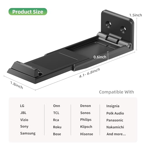 ELETIUO Soundbar Wall Mount Bracket for Samsung, LG, Sony, JBL, Vizio, Sonos and More, Depth Adjustable 3.5”-6.1”, Soundbar Shelf Under TV, Black - Image 5