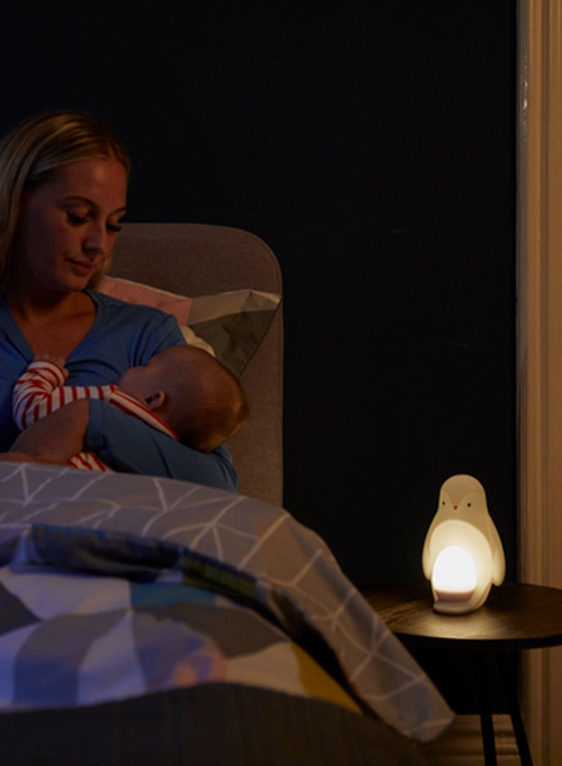 tommee tippee Penguin 2-in-1 Portable Nursery Night Light for Baby & Toddler – Soft Silicone Night Lamp with Dimmable Glow, USB Rechargeable, Removable Light for Sleeping, Bedtime, Travel White - Image 5