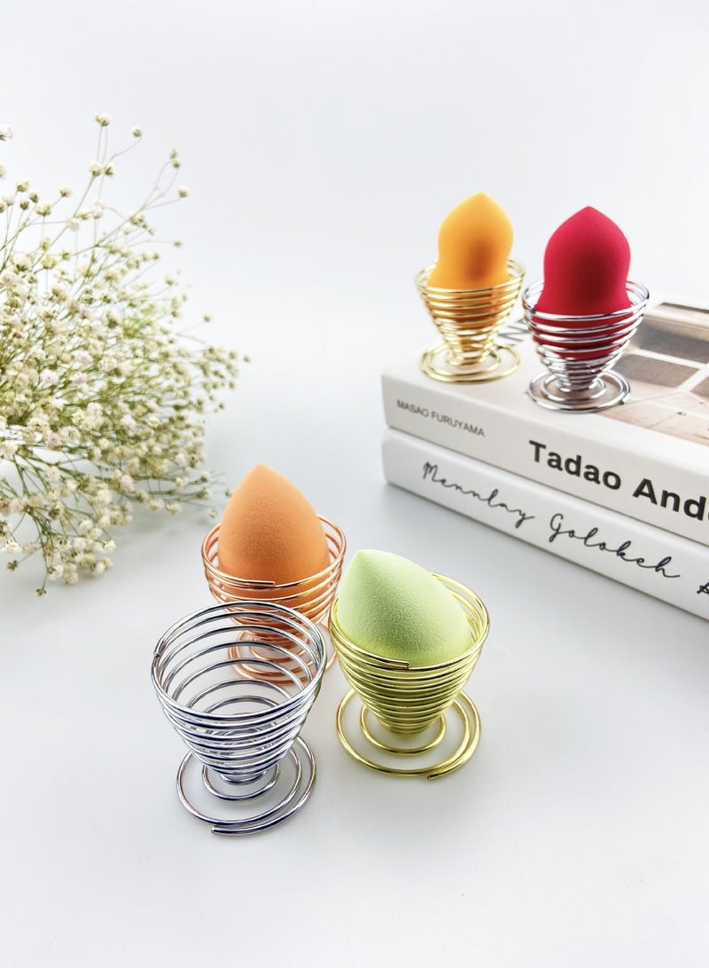 Excefore 4 PCS Spring Egg Cup Holders, Stainless Steel Egg Tray Egg Cup, Mini Spring Wire Egg Holder, Stand Boiled Egg Stand Storage For Home Restaurant, Kitchen Tool (Silver)  - Image 2
