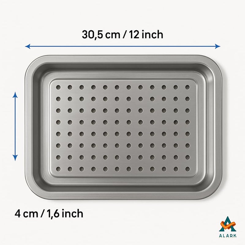 Alark صينية كعك ألارك للفرن، صينية خبز لجمعات العائلة، حفلات عيد الميلاد وصينية تقديم الطعام، صينية كعك مستطيلة مزخرفة بمرآة - Image 3