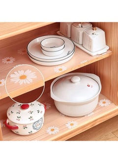 Generic Flower Non-Slip Kitchen Drawer Shelf Mat (45cm x 5m, Pack of 1, EVA, Clear, White Chrysanthemum) for Bathroom Fridge Multipurpose Woven Mat  - Image 2