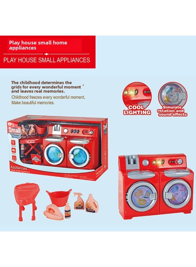 مجموعة أدوات مكنسة كهربائية لمحاكاة الأطفال، ألعاب منزلية صغيرة للعب بالجملة - اللون: غسالة ذات برميل مزدوج + ملحقات منظفات الغسيل - Image 1