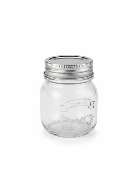 Homemade Embossed Glass Jar 150ml | Silver Screw Lid | Jam, Honey & Preserve Storage