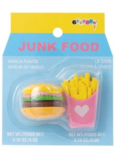 iscream Junk Food Burger and Fries Shaped Vanilla Scented Lip Balm Set  - Image 1