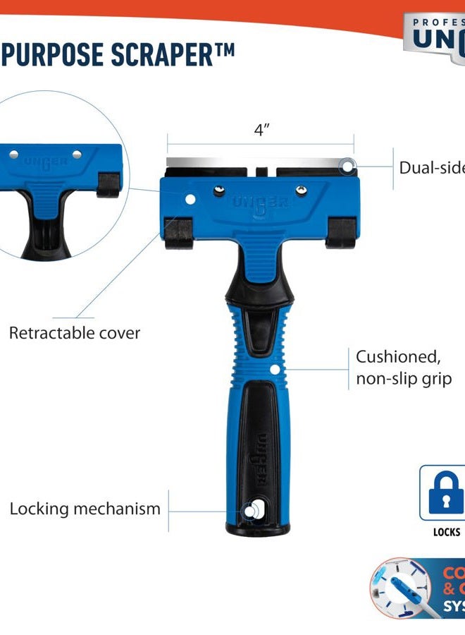 Unger Professional 4" All-Purpose Scraper - Window, Glass, and Floor Scraper, Adhesive Removal, Gum, Stickers, Paint Removal, Dual-Sided Blade - Image 5