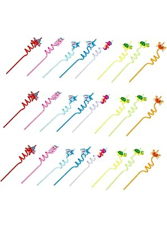 24 Ocean World Cartoon Decorative Drinking Straws For Cups Mugs Party Beverage - Image 1