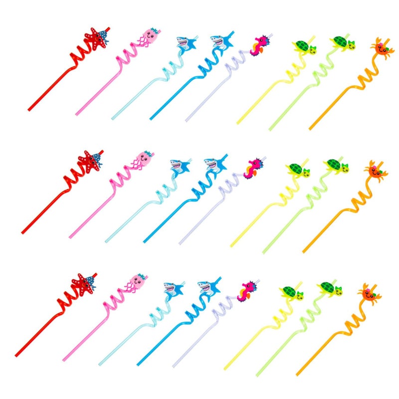 24 Ocean World Cartoon Decorative Drinking Straws For Cups Mugs Party Beverage - Image 2