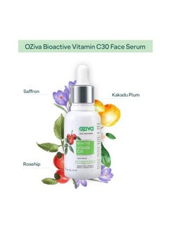 OZiva Vitamin C30 Face Serum For Men & Women ; With Pure Bioactive Vitamin C ; All Skin Types ; Contains Saffron Kakadu Plum & Rosehip ; Skin Radiance & Pigmentation Removal Serum 30 Ml  - Image 3