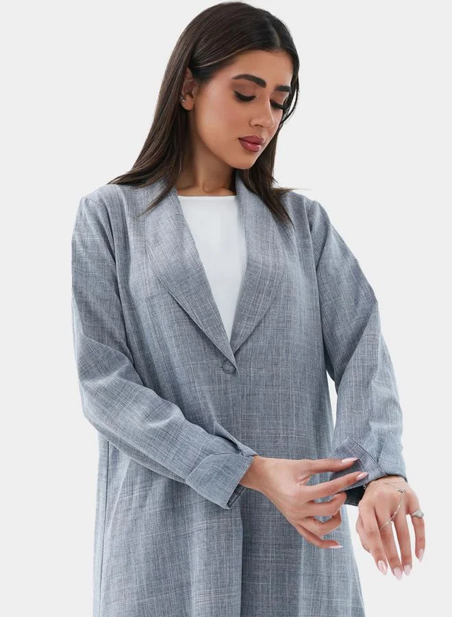 إلينا من دي ستايل عباية A-Line ميلانج بياقة من Elena by DStyle Label مع تفاصيل أزرار