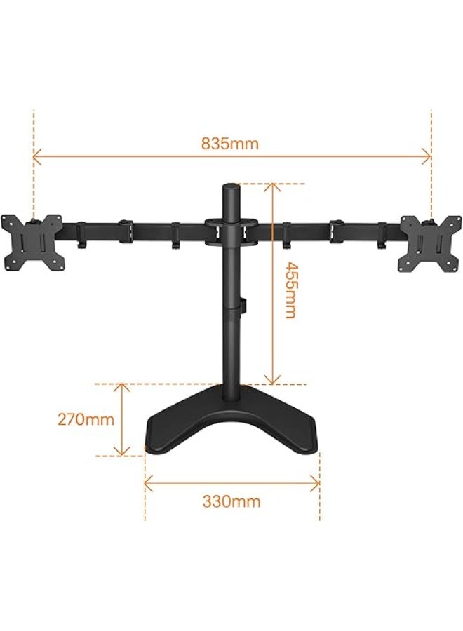 Dual Monitor Desk Mount – Twin Arm Adjustable Stand for 13–27 Inch LCD/LED Screens – Ergonomic Tilt, Swivel & Rotation – VESA 75×75 / 100×100 - Image 4